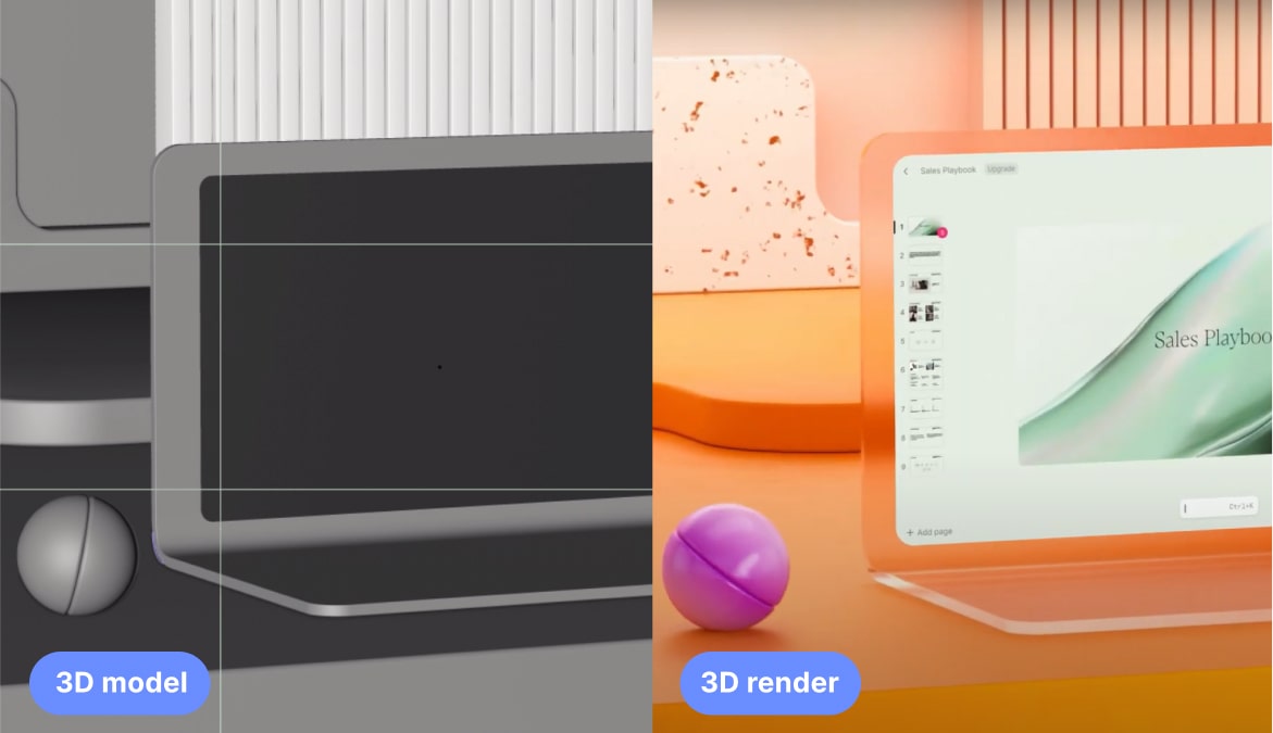 3D model and 3D render difference
