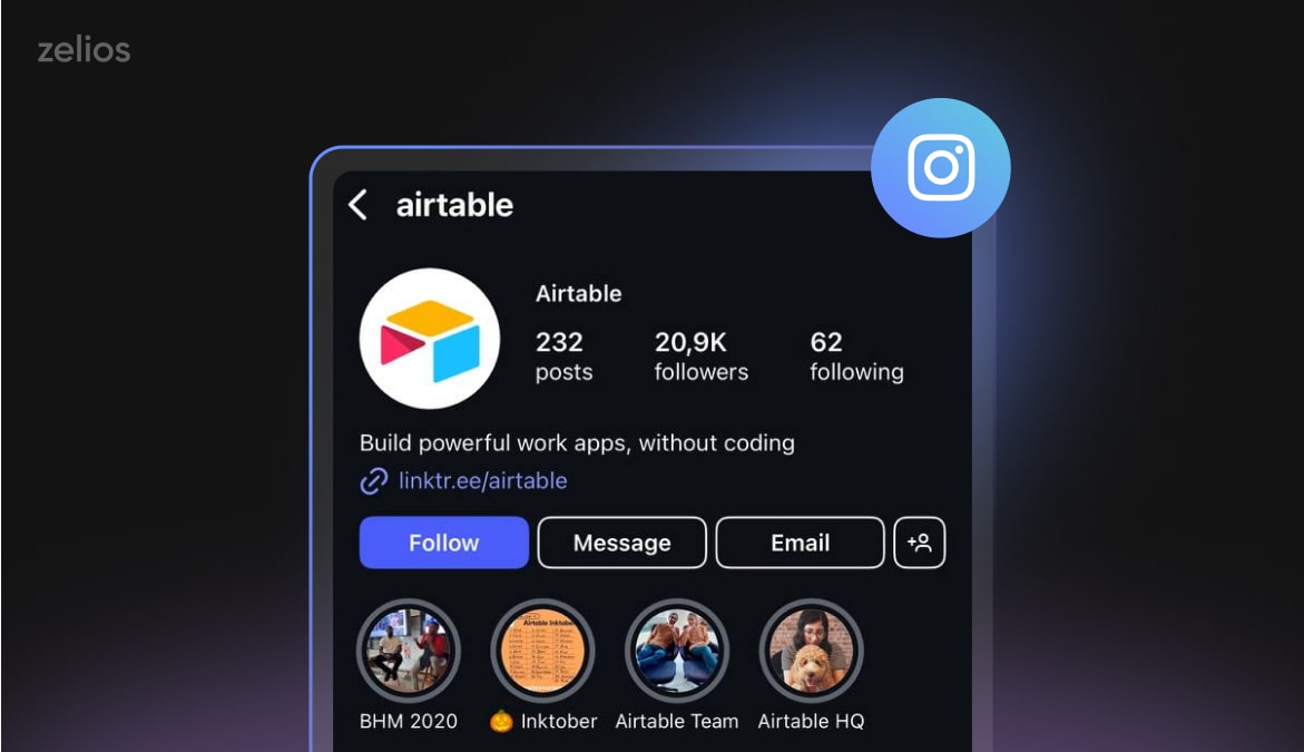 AirTable's video marketing strategy for Instagram