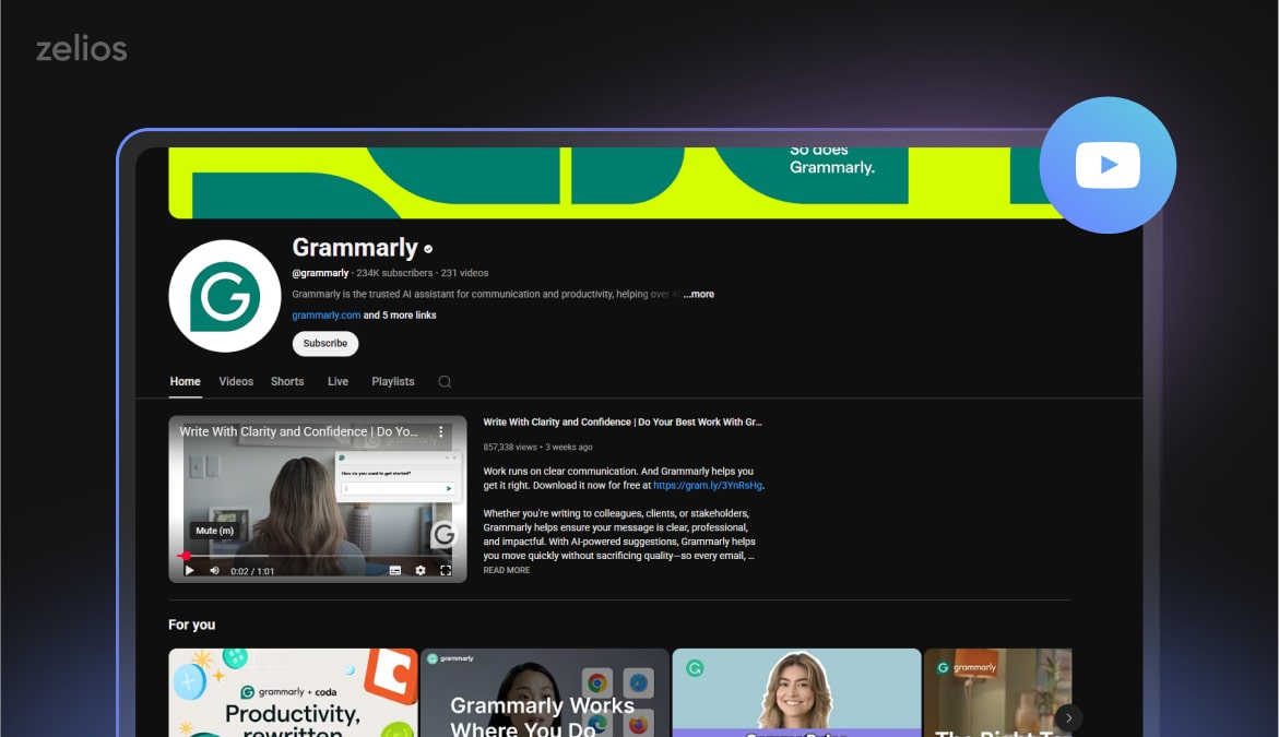Grammarly video strategy for YouTube