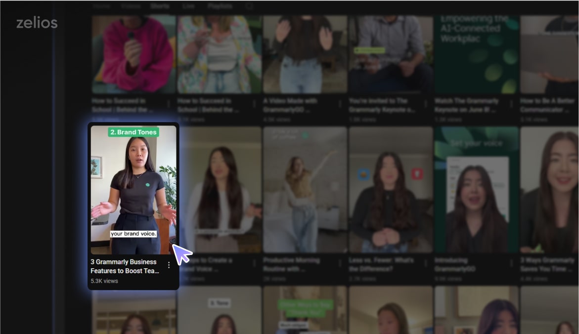 Shorts videos produced by Grammarly
