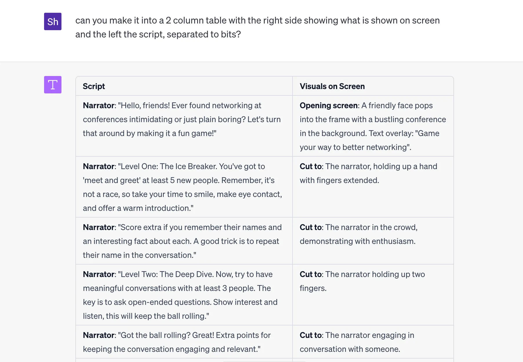 YouTube video script example