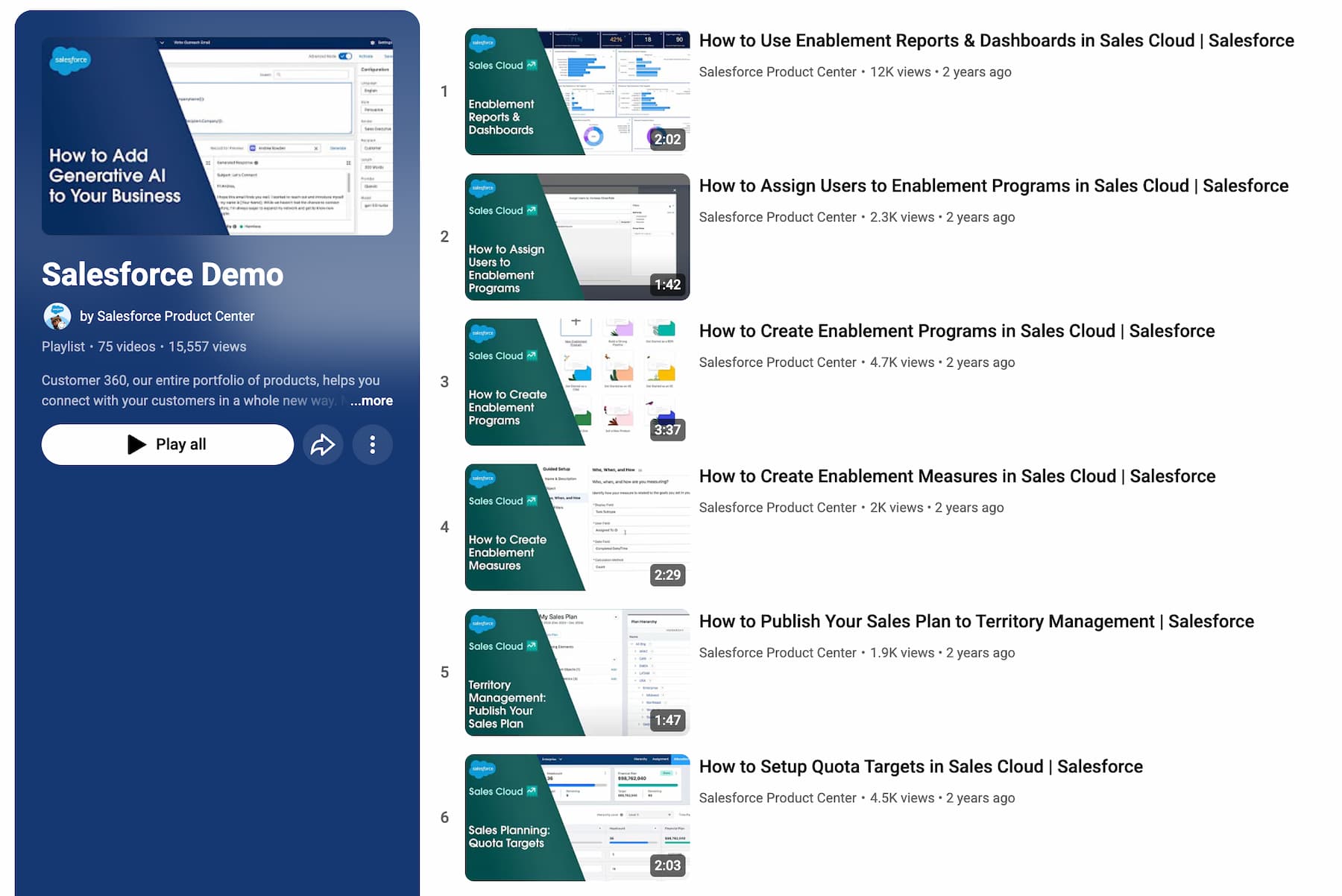 Salesforce official YouTube channel