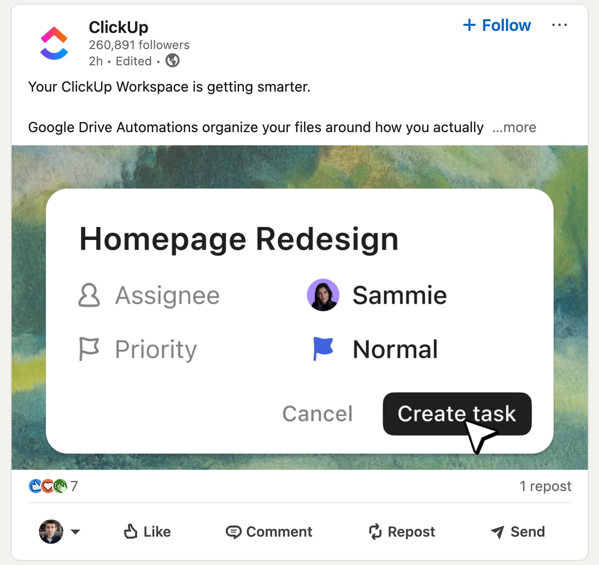 How ClickUp use video content in Linkedin