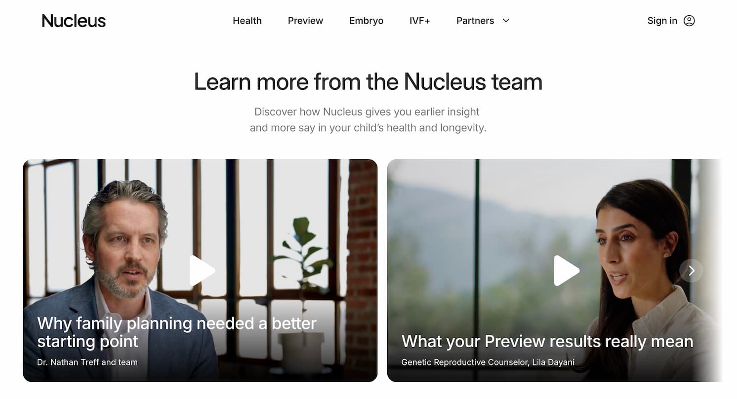 Video embedded on Nucleus Genomics website